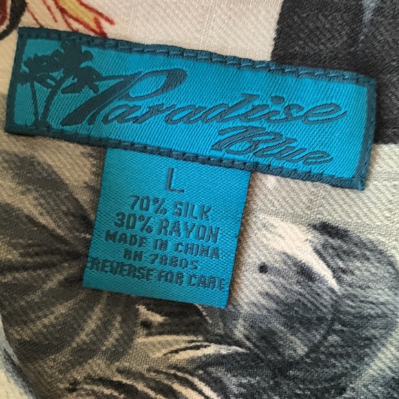 Paradise Blues Silk Blend Casual Button Down Size Large Surfboard Pattern - Picture 3 of 6